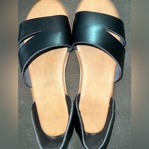Black Leather Slide Sandals - universal threads Women's 7.5